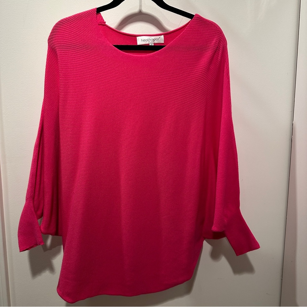 Heathmoor Bright Fuchsia lightweight dolman sleeves Sweater  L/XL - worn once